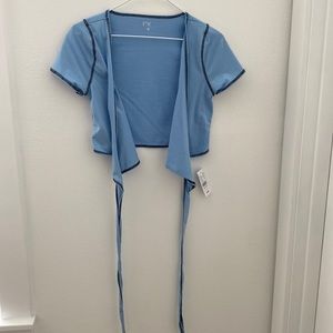 PacSun Small crossover light blue top, Wraps around back and ties